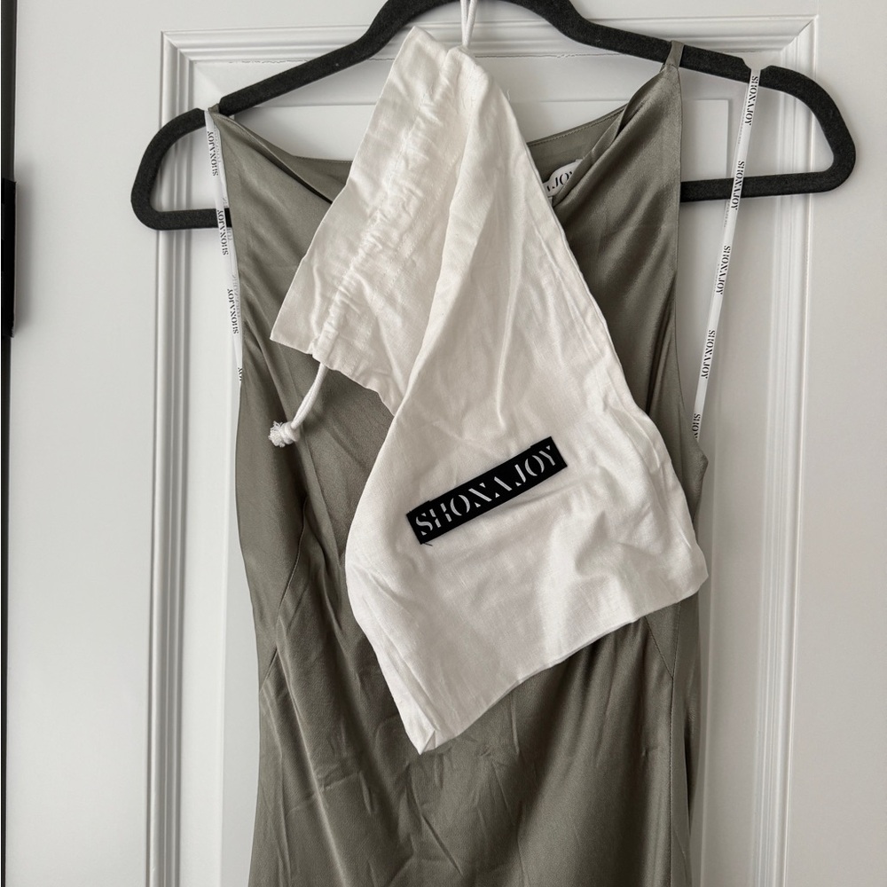 Shona Joy La Lune High Neck Cowl Silk Maxi Dress - Sage - Picture 9 of 10